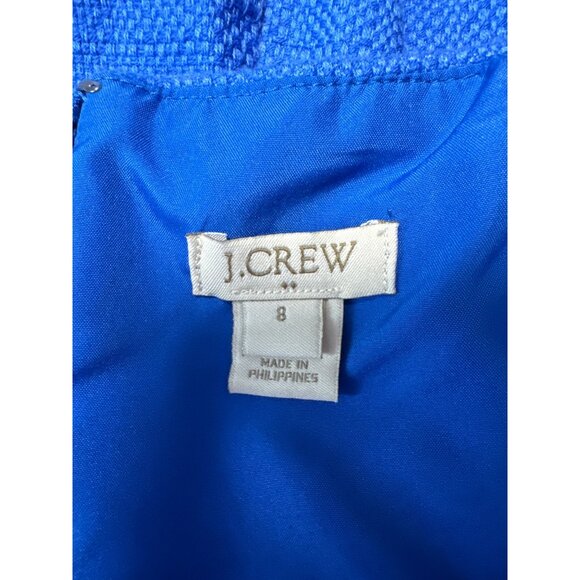 J. Crew Womens Royal Blue Basketweave Short Sleeve Dress Size 8 - Picture 4 of 7